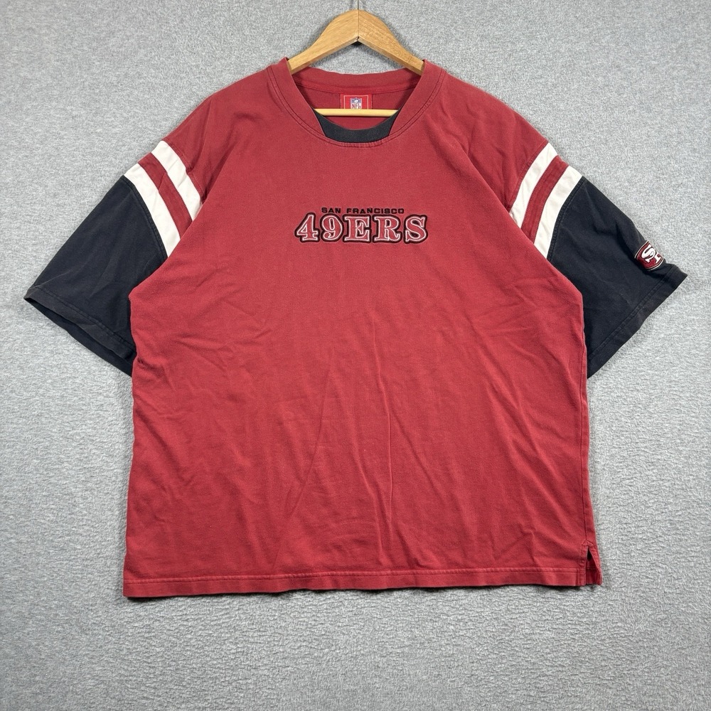 VTG Y2K San Francisco 49ers Tee Mens Embroidered Colorblock NFL Patch XL Boxy